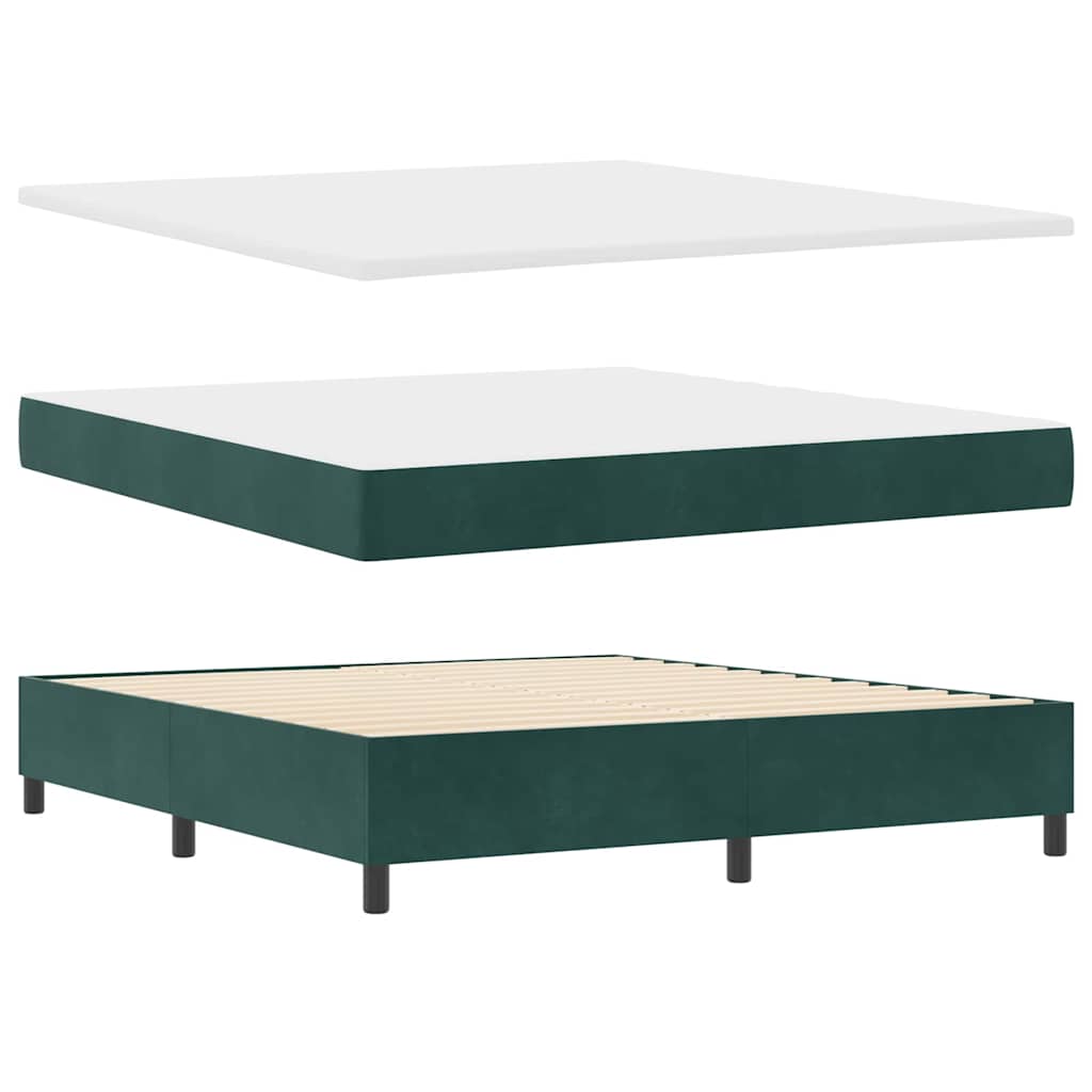Postel S Boxspringem S Čelo Tmavě Zelená 200 X 180 Cm Samet