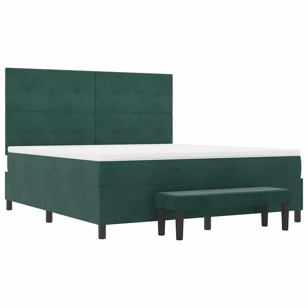Postel S Boxspringem S Čelo Tmavě Zelená 200 X 180 Cm Samet