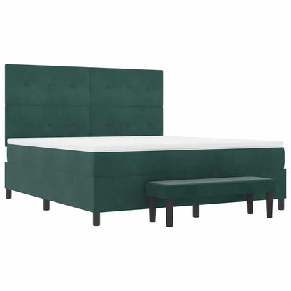 Postel S Boxspringem S Čelo Tmavě Zelená 200 X 180 Cm Samet