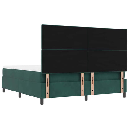 Postel S Boxspringem S Čelo Tmavě Zelená 200 X 180 Cm Samet