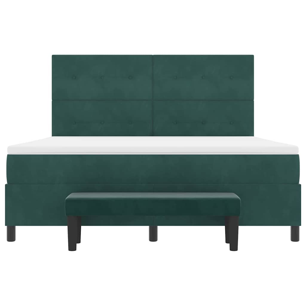 Postel S Boxspringem S Čelo Tmavě Zelená 200 X 180 Cm Samet