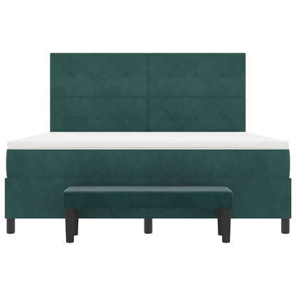 Postel S Boxspringem S Čelo Tmavě Zelená 200 X 180 Cm Samet