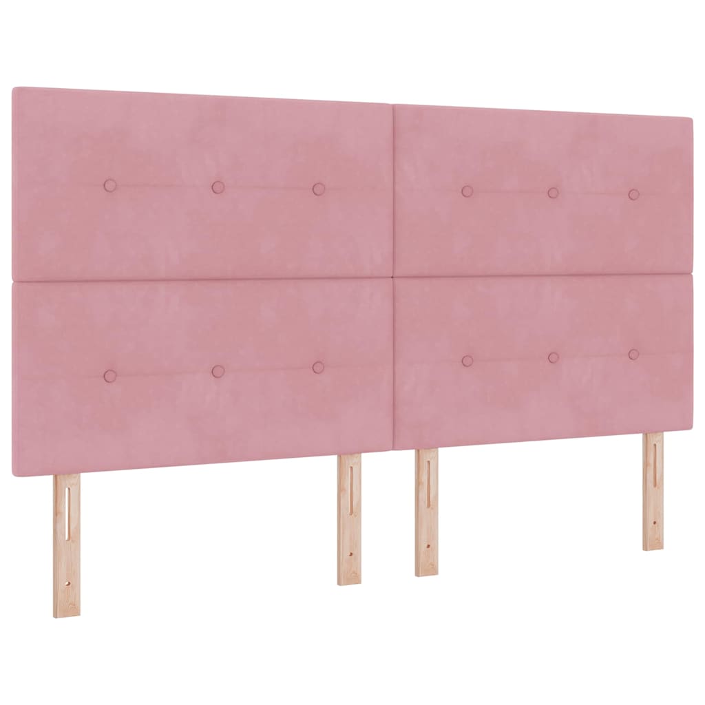 Postel S Boxspringem S Čelo Růžová 200 X 180 Cm Samet