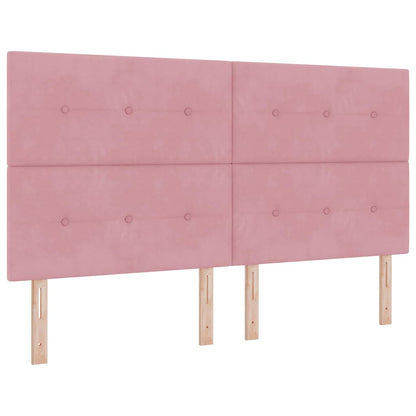 Postel S Boxspringem S Čelo Růžová 200 X 180 Cm Samet