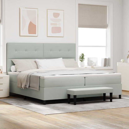 Postel S Boxspringem S Čelo Světle Šedá 200 X 200 Cm Samet