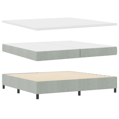 Postel S Boxspringem S Čelo Světle Šedá 200 X 200 Cm Samet