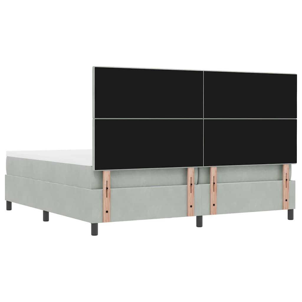 Postel S Boxspringem S Čelo Světle Šedá 200 X 200 Cm Samet