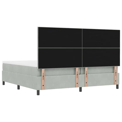 Postel S Boxspringem S Čelo Světle Šedá 200 X 200 Cm Samet