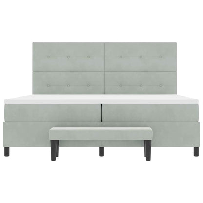 Postel S Boxspringem S Čelo Světle Šedá 200 X 200 Cm Samet