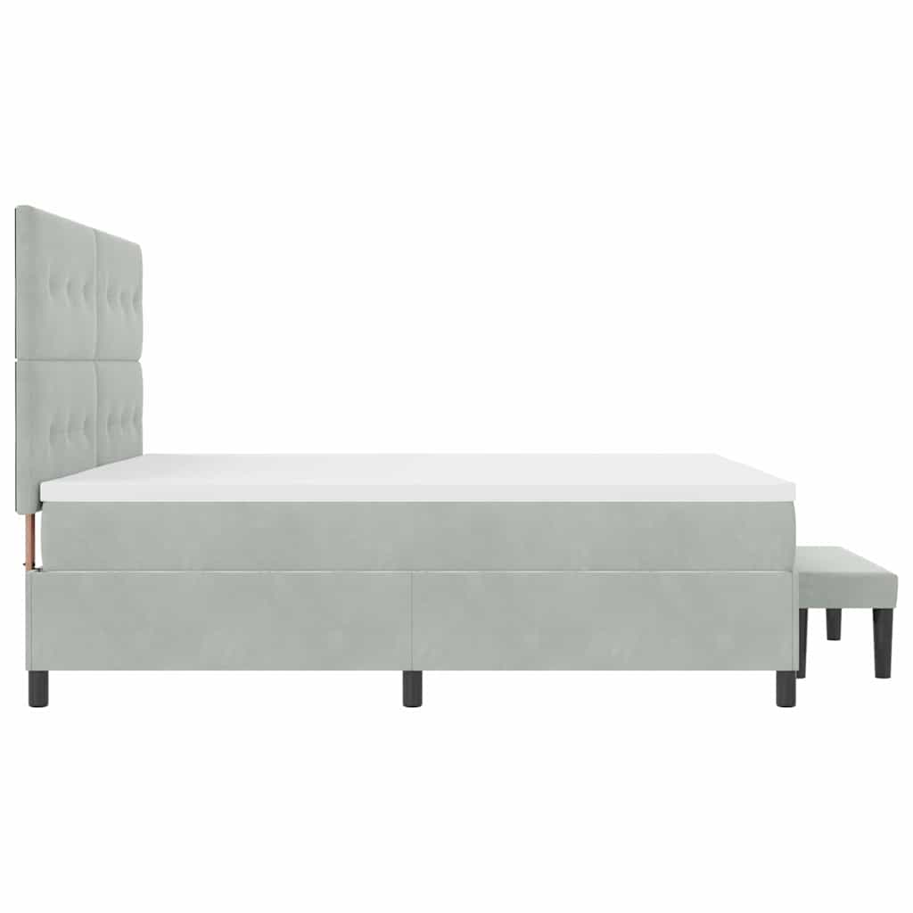 Postel S Boxspringem S Čelo Světle Šedá 200 X 200 Cm Samet