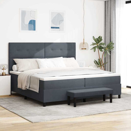 Postel S Boxspringem S Čelo Tmavě Šedá 200 X 200 Cm Samet