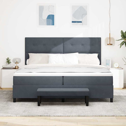 Postel S Boxspringem S Čelo Tmavě Šedá 200 X 200 Cm Samet