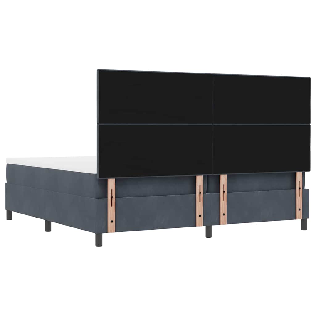 Postel S Boxspringem S Čelo Tmavě Šedá 200 X 200 Cm Samet