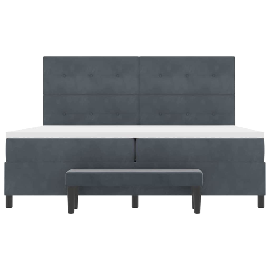 Postel S Boxspringem S Čelo Tmavě Šedá 200 X 200 Cm Samet