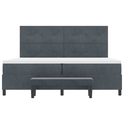 Postel S Boxspringem S Čelo Tmavě Šedá 200 X 200 Cm Samet