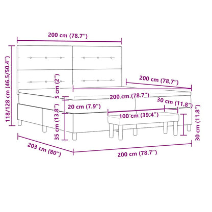 Postel S Boxspringem S Čelo Tmavě Šedá 200 X 200 Cm Samet
