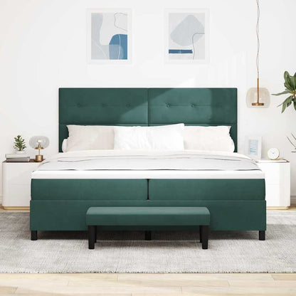 Postel S Boxspringem S Čelo Tmavě Zelená 200 X 200 Cm Samet