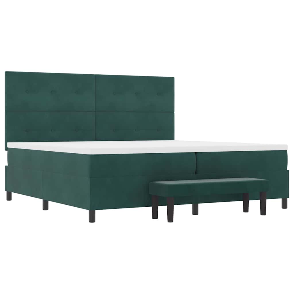 Postel S Boxspringem S Čelo Tmavě Zelená 200 X 200 Cm Samet