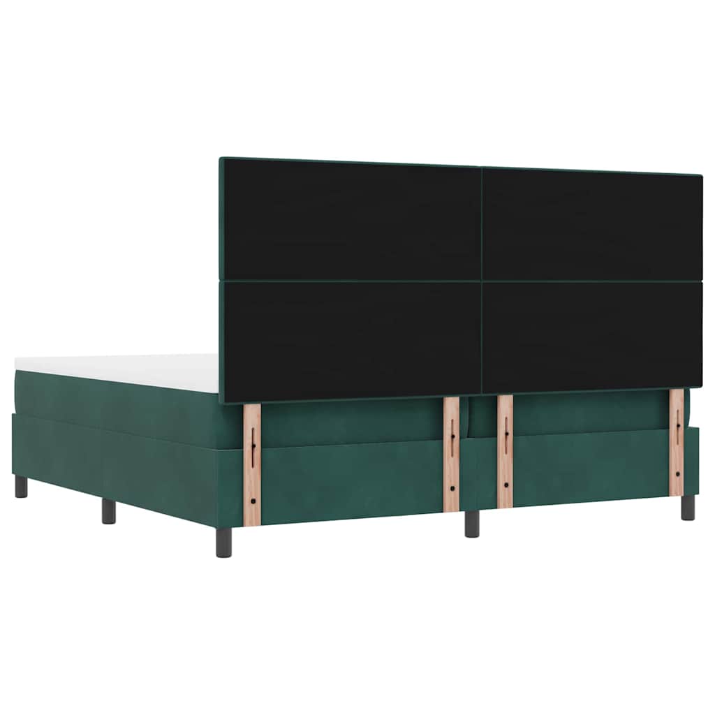 Postel S Boxspringem S Čelo Tmavě Zelená 200 X 200 Cm Samet