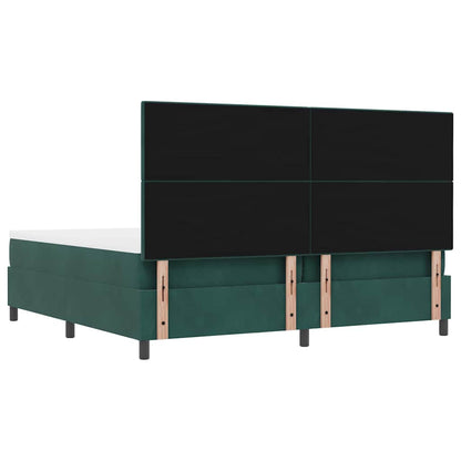 Postel S Boxspringem S Čelo Tmavě Zelená 200 X 200 Cm Samet