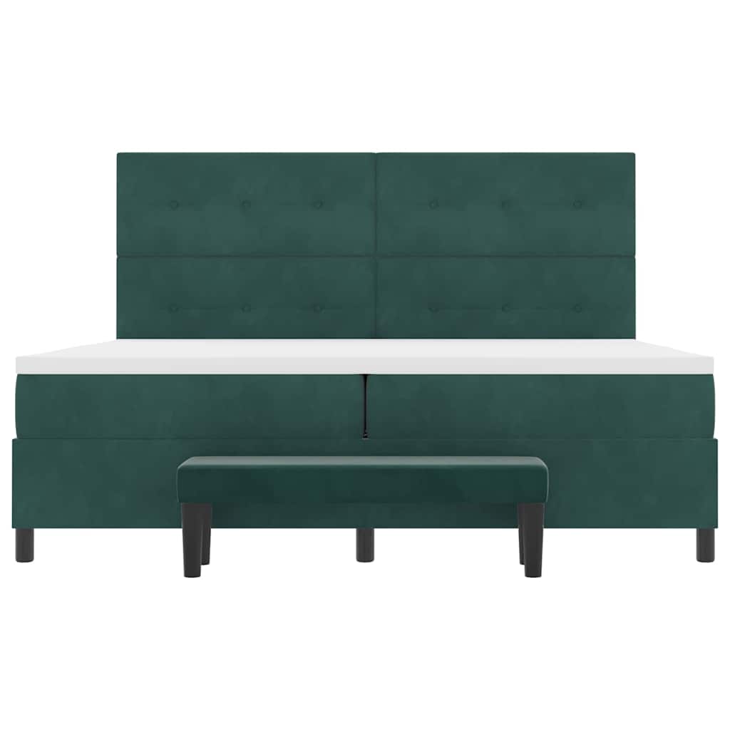 Postel S Boxspringem S Čelo Tmavě Zelená 200 X 200 Cm Samet