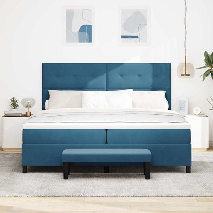 Postel S Boxspringem S Čelo Tmavě Moddrá 200 X 200 Cm Samet