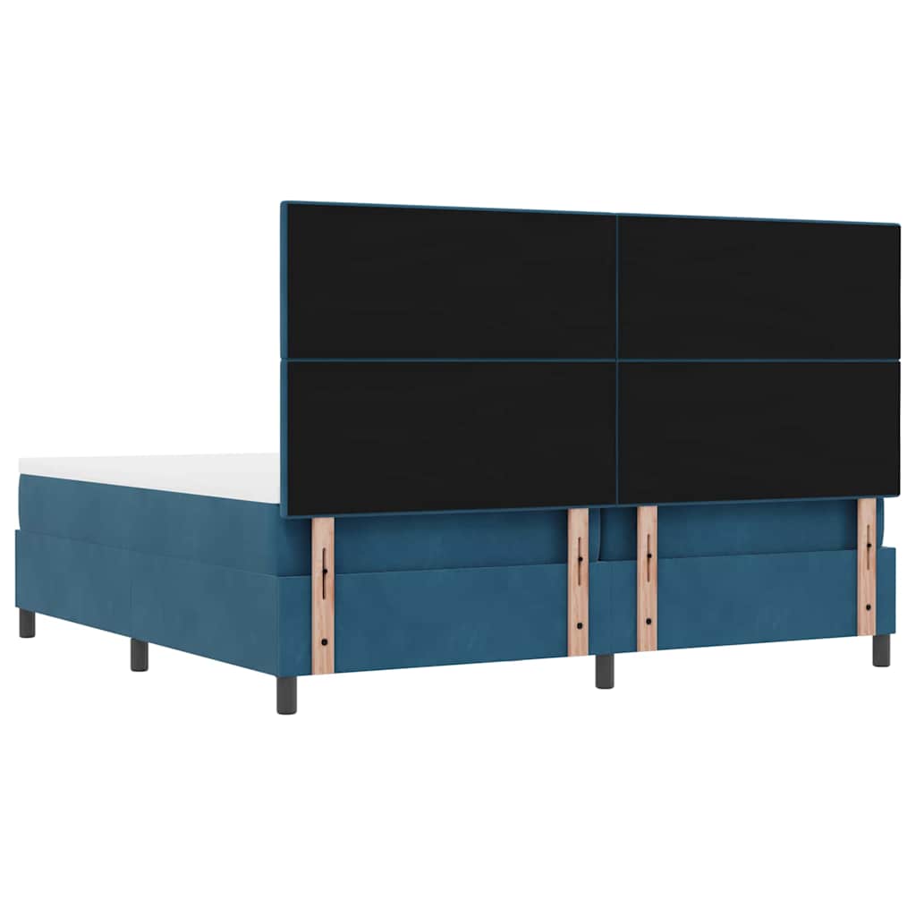 Postel S Boxspringem S Čelo Tmavě Moddrá 200 X 200 Cm Samet