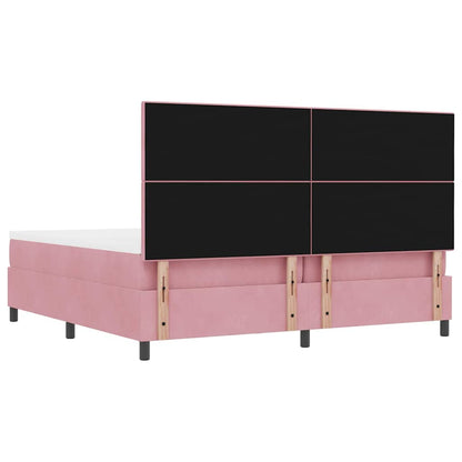Postel S Boxspringem S Čelo Růžová 200 X 200 Cm Samet