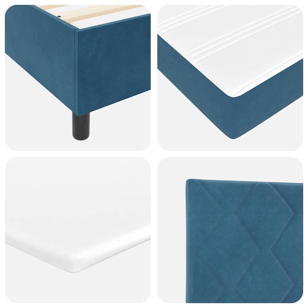 Postel S Boxspringem S Čelo Tmavě Moddrá 200 X 80 Cm Samet
