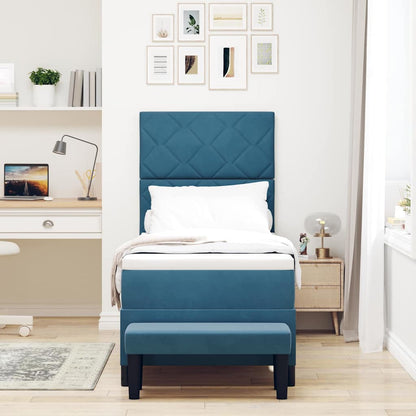 Postel S Boxspringem S Čelo Tmavě Moddrá 200 X 80 Cm Samet