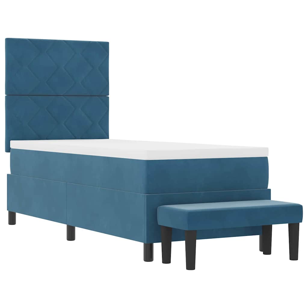 Postel S Boxspringem S Čelo Tmavě Moddrá 200 X 80 Cm Samet
