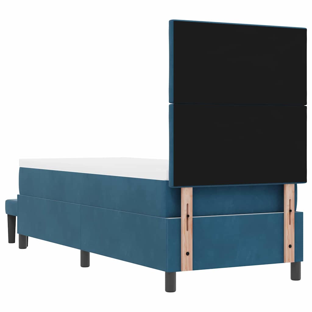 Postel S Boxspringem S Čelo Tmavě Moddrá 200 X 80 Cm Samet