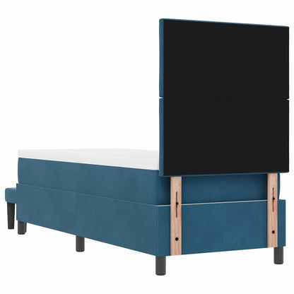 Postel S Boxspringem S Čelo Tmavě Moddrá 200 X 80 Cm Samet