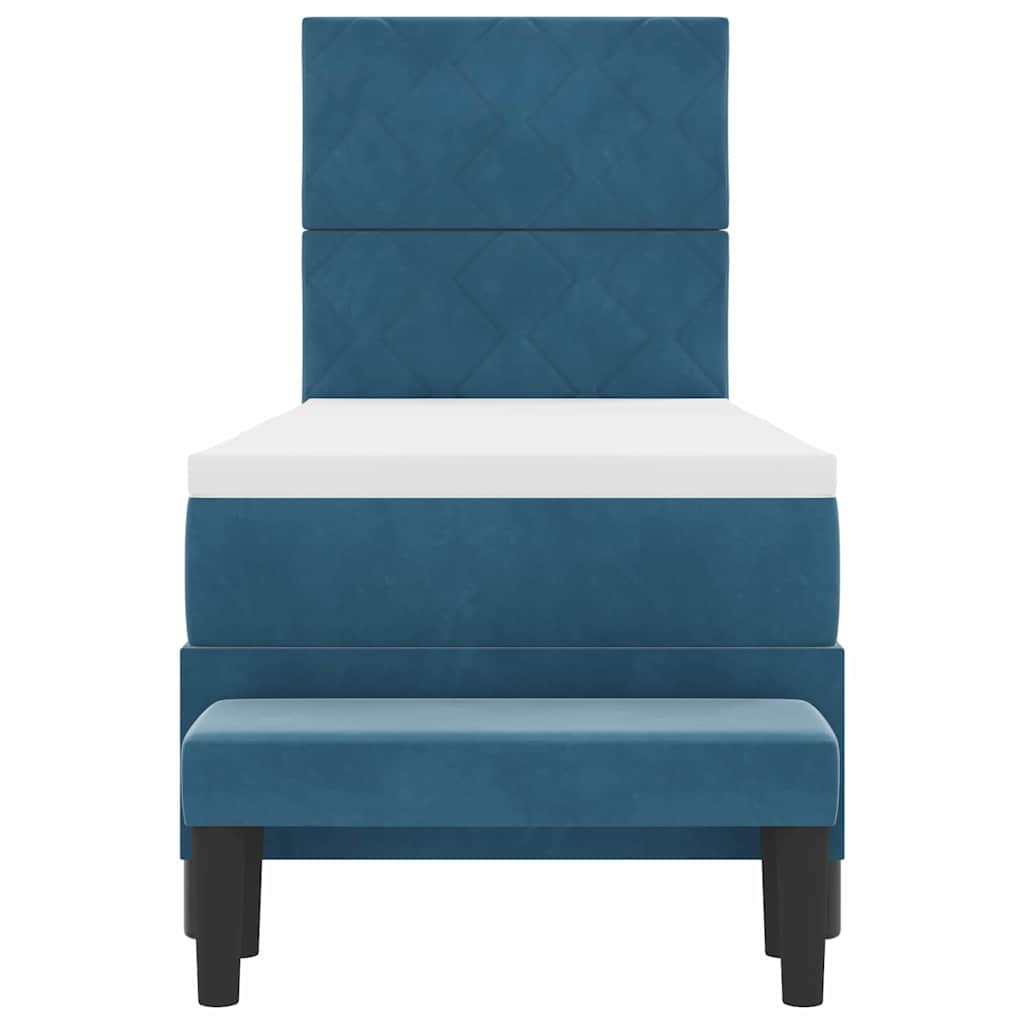 Postel S Boxspringem S Čelo Tmavě Moddrá 200 X 80 Cm Samet