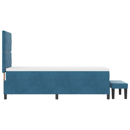 Postel S Boxspringem S Čelo Tmavě Moddrá 200 X 80 Cm Samet