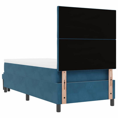 Postel S Boxspringem S Čelo Tmavě Moddrá 190 X 90 Cm Samet