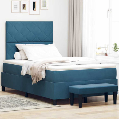 Postel S Boxspringem S Čelo Tmavě Moddrá 190 X 120 Cm Samet