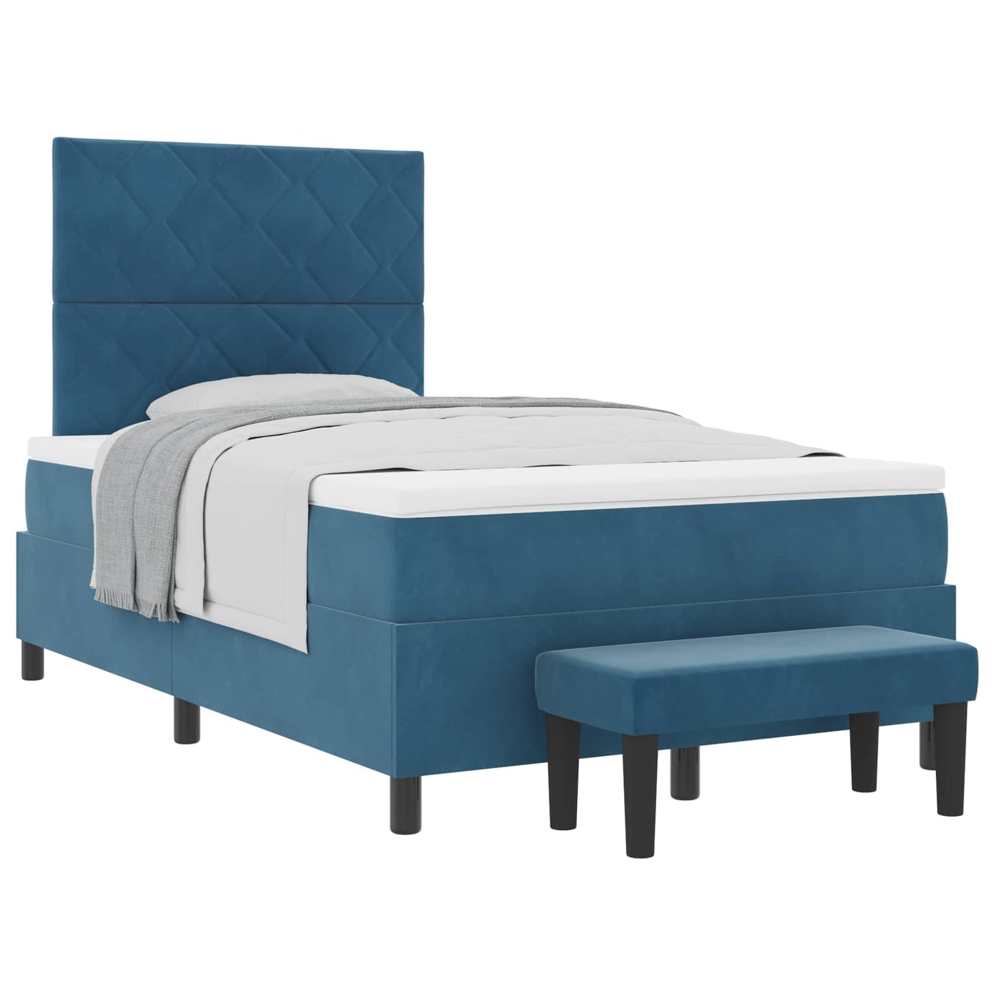 Postel S Boxspringem S Čelo Tmavě Moddrá 200 X 120 Cm Samet