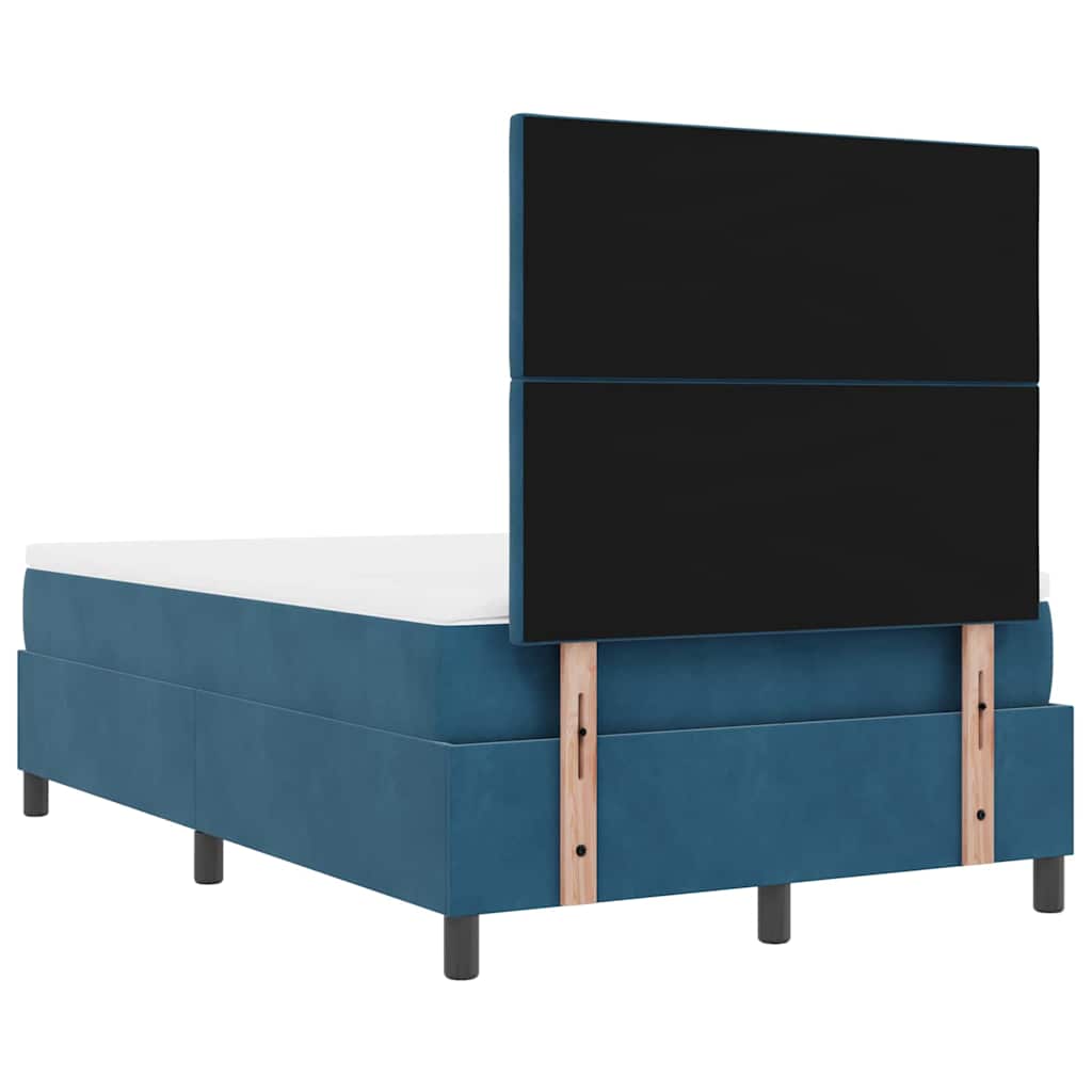 Postel S Boxspringem S Čelo Tmavě Moddrá 200 X 120 Cm Samet