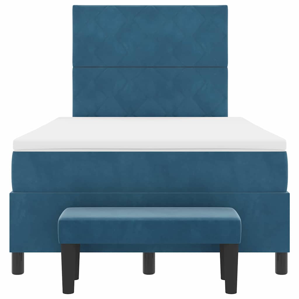 Postel S Boxspringem S Čelo Tmavě Moddrá 200 X 120 Cm Samet