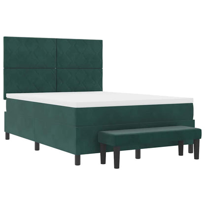 Postel S Boxspringem S Čelo Tmavě Zelená 190 X 140 Cm Samet