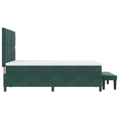 Postel S Boxspringem S Čelo Tmavě Zelená 190 X 140 Cm Samet