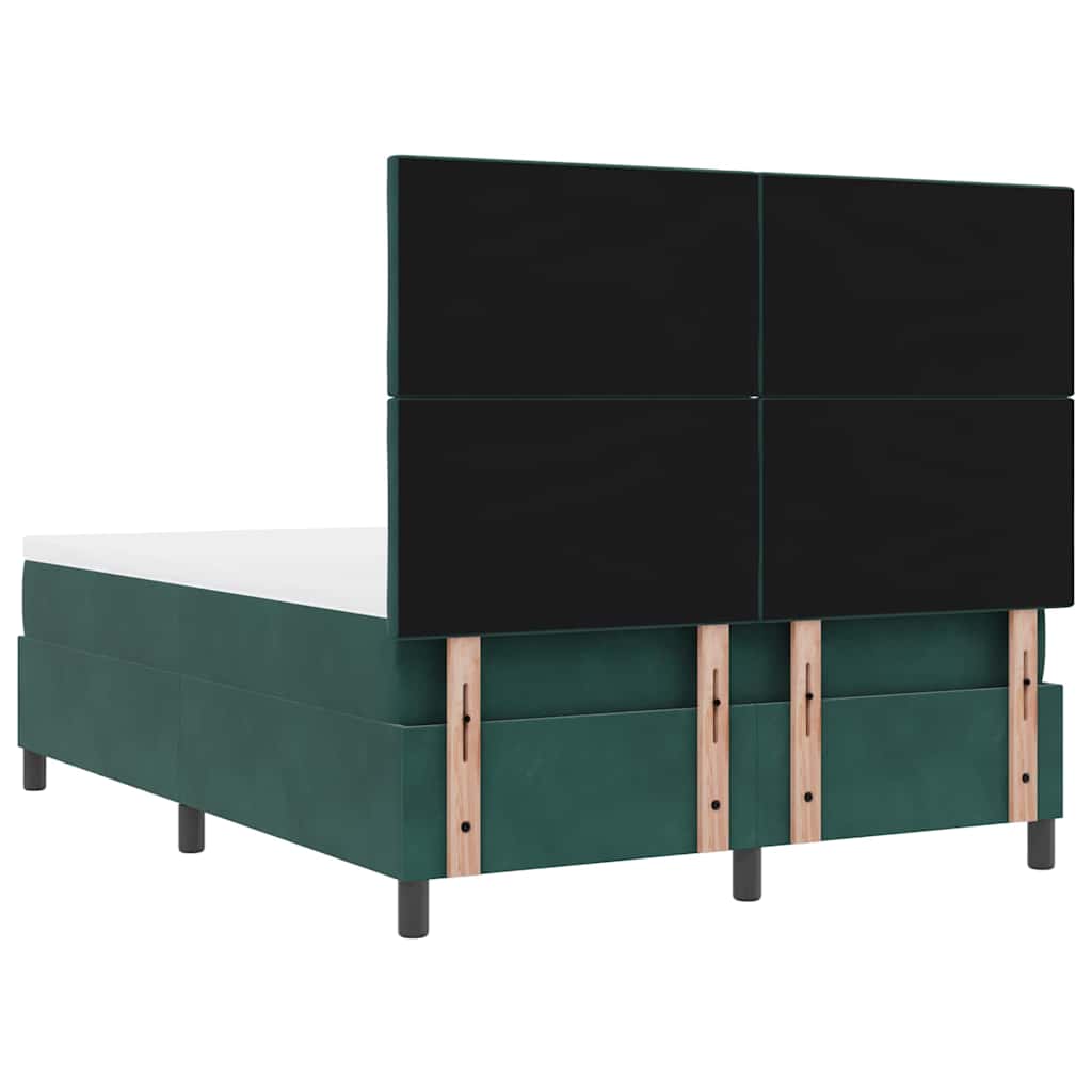 Postel S Boxspringem S Čelo Tmavě Zelená 200 X 140 Cm Samet