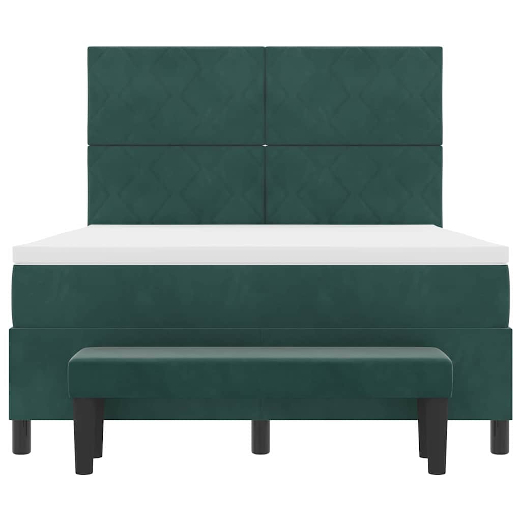 Postel S Boxspringem S Čelo Tmavě Zelená 200 X 140 Cm Samet