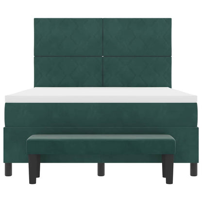 Postel S Boxspringem S Čelo Tmavě Zelená 200 X 140 Cm Samet
