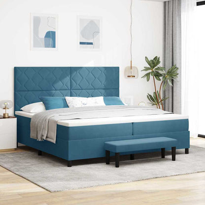 Postel S Boxspringem S Čelo Tmavě Moddrá 200 X 200 Cm Samet