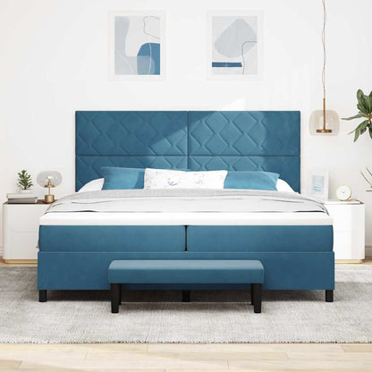 Postel S Boxspringem S Čelo Tmavě Moddrá 200 X 200 Cm Samet