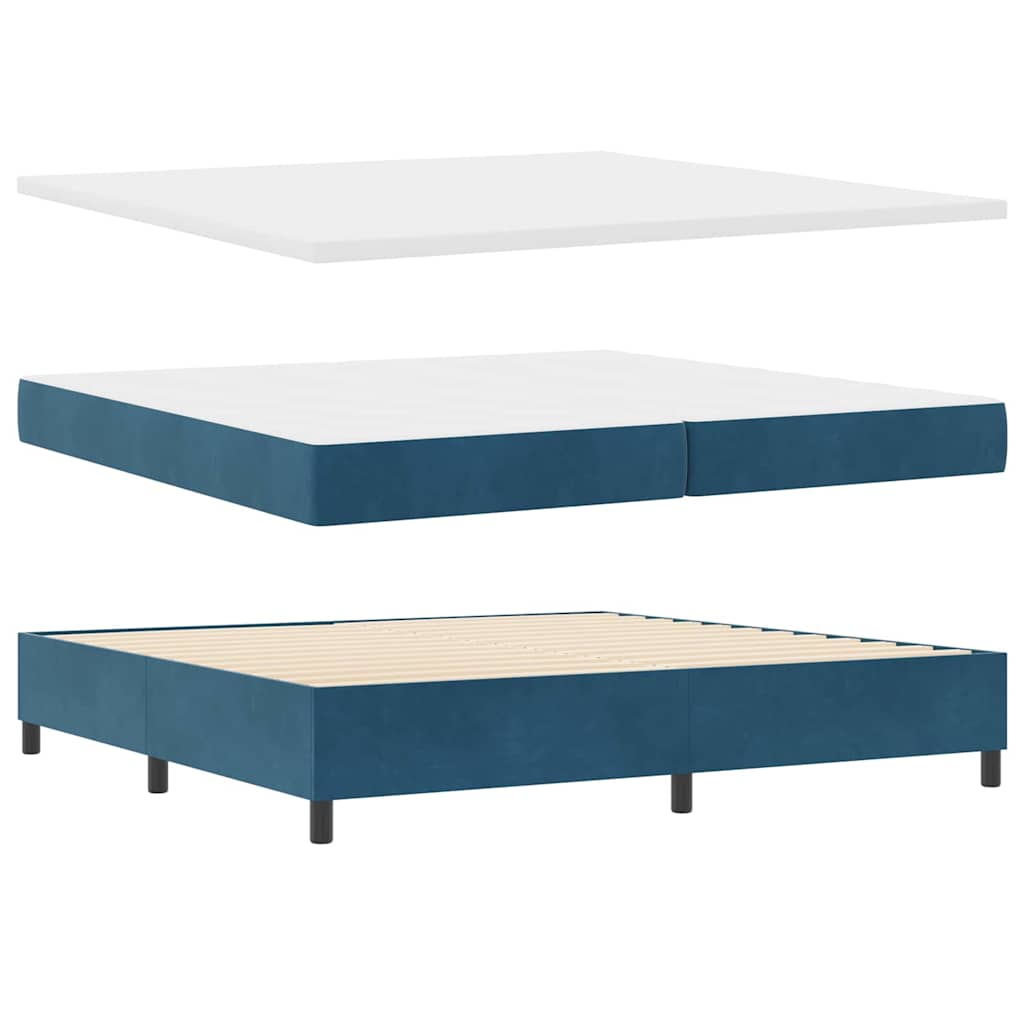 Postel S Boxspringem S Čelo Tmavě Moddrá 200 X 200 Cm Samet