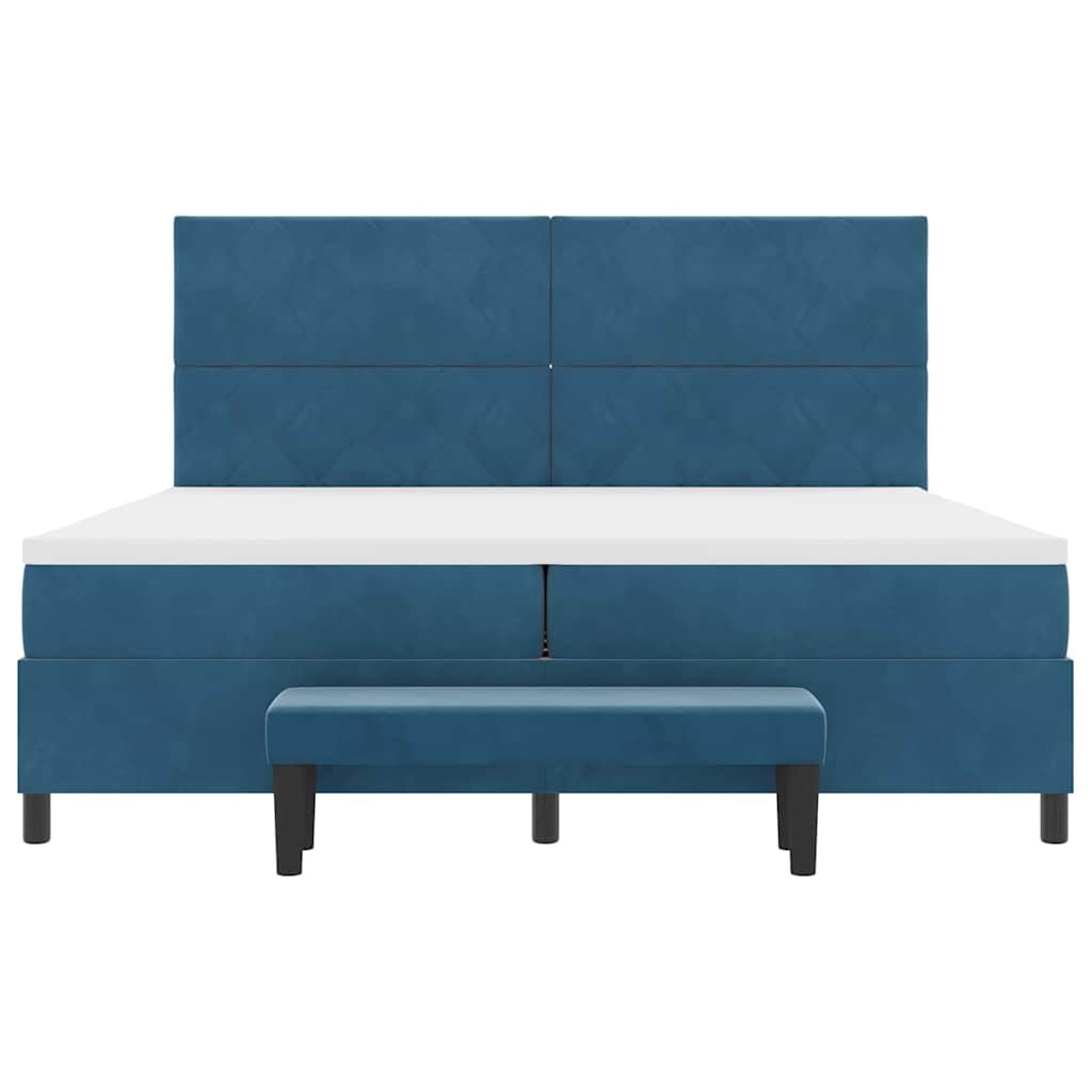 Postel S Boxspringem S Čelo Tmavě Moddrá 200 X 200 Cm Samet