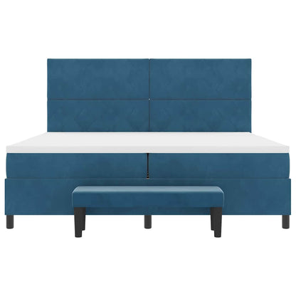 Postel S Boxspringem S Čelo Tmavě Moddrá 200 X 200 Cm Samet